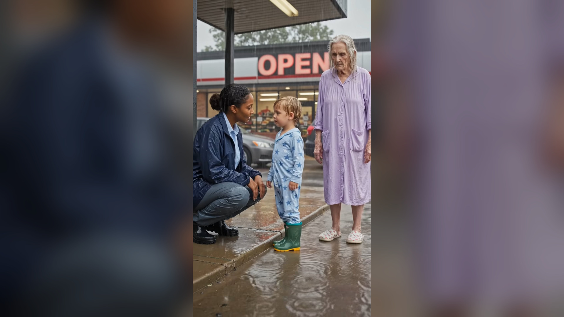 H0001039 Everyone Ignored A Lost Grandma In The Rain — Except One Kind Stranger #Cops #Police #Heartwarming #TrueStory #ViralSto